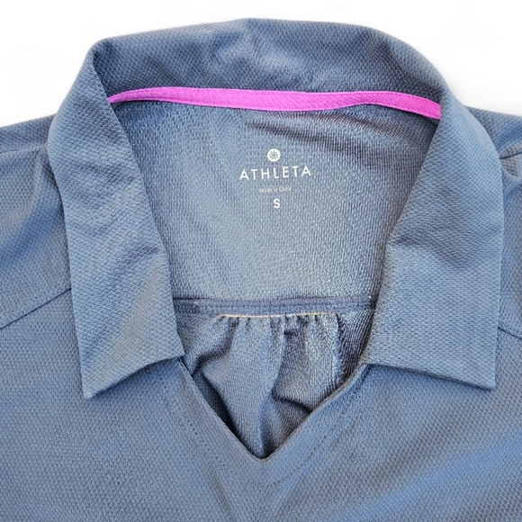 Athleta Birdie Gray Golf Ruched Polo Shirt, Size S - Picture 2 of 6